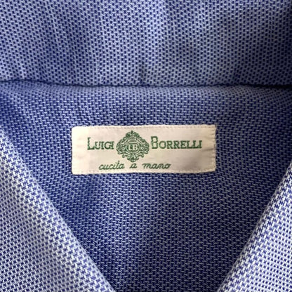 ルイジ ボレッリ シャツ  長袖 メンズ コットン サイズ37 ブルー LUIGI BORRELLI【LA】