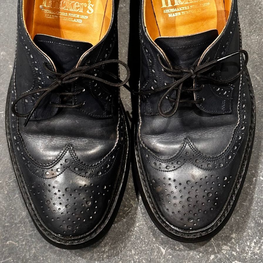 トリッカーズ レザーシューズ ロングウイングチップ M5164 ネイビー メンズ サイズUK7 Tricker’s ビジネスシューズ 約25.5cm【LA】【中古】