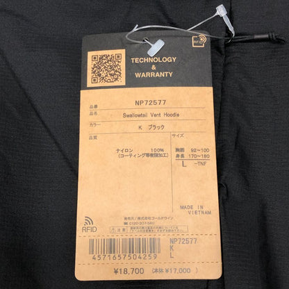新品同様◆ノースフェイス NP72577 スワローテイルベントフーディ ナイロン ブラック サイズL THE NORTH FACE 【AFB8】