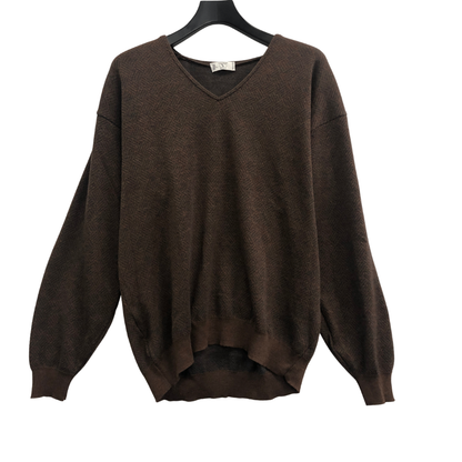 美品◆ヴァレンティノ ウオモ Vネックニット ブラウン メンズ サイズXL valentino UOMO 【AFB9】