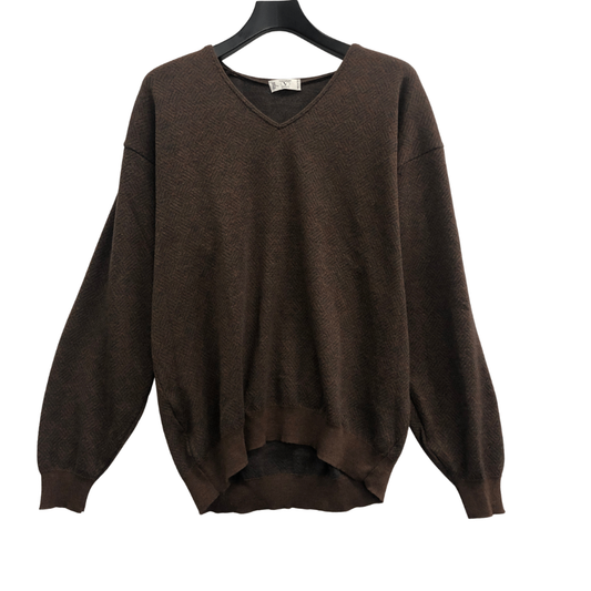 美品◆ヴァレンティノ ウオモ Vネックニット ブラウン メンズ サイズXL valentino UOMO 【AFB9】