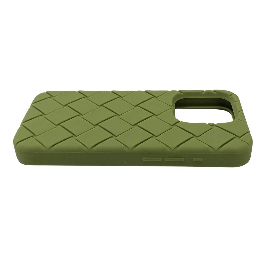 ボッテガヴェネタ iPhoneケース iPhone15Pro ラバー イントレチャート カーキ系 BOTTEGA VENETA【AFI27】【中古】