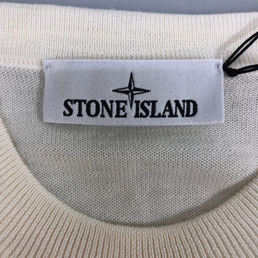 新品同様◆ストーンアイランド クルーネックニット ホワイト メンズ サイズXL Stone Island 【AFB38】