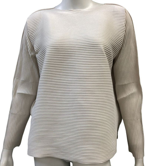 美品◆ミー イッセイミヤケカットソー MI82KJ569 エイポックインサイド ポリエステル  レディース  ホワイト ME ISSEY MIYAKE 【AFB25】