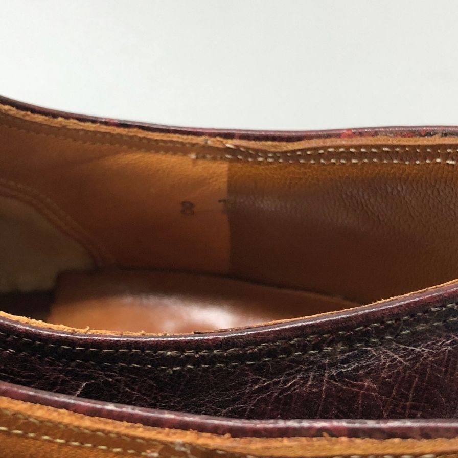 フローシャイム レザーシューズ メダリオン オーストリッチ コンビ ブラウン メンズ サイズ8 FLORSHEIM 約26.0cm【AFC32】