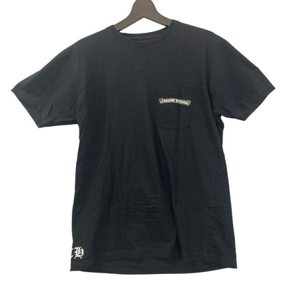 美品◆クロムハーツ Tシャツ ポケットT 胸元ロゴ バックプリント クロス  ブラック サイズL メンズ CHROME HEARTS 【AFB4】