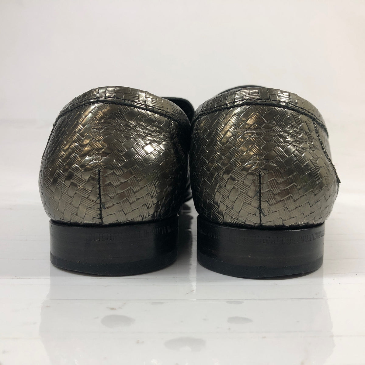 ドルチェ＆ガッパーナ ローファー CA1649 5378 レザー シルバー サイズ7 メンズ DOLCE&GABBANA 約26.0cm【AFC35】
