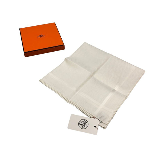 エルメス ハンカチ コットン100% ホワイト レディース HERMES【AFB53】【中古】