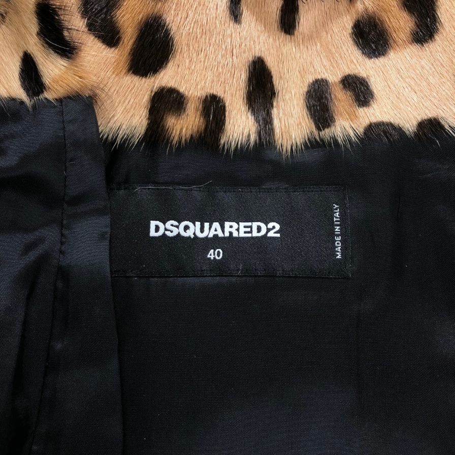 美品◆ディースクエアード ジャケット レオパード ハラコ ウール ナイロン サイズ40 レディース DSQUARED2 【AFG1】