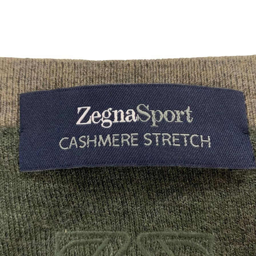 極美品◆ゼニアスポーツ ニットセーター カシミヤ混 ガゼット メンズ サイズXL カーキ Zegna Sport 【AFB27】