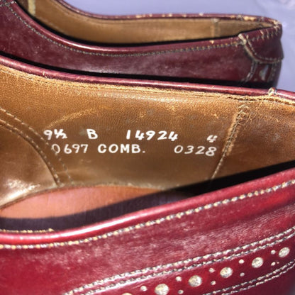 アレンエドモンズ レザーシューズ 内羽根 フルブローグ ガラスレザー ボルドー メンズ サイズ9.5 メンズ Allen Edmonds Chester 約27.5cm【AFC46】