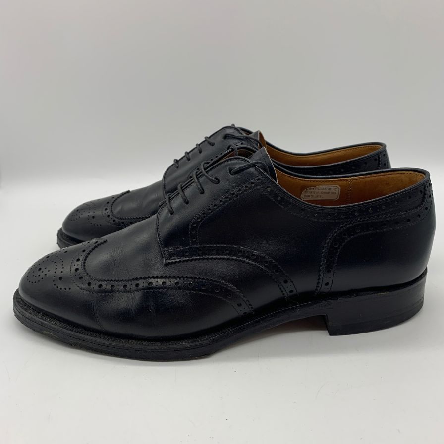 ジョンストン＆マーフィー レザーシューズ ウィングチップ ブラック メンズ サイズ8 Johnston&Murphy 約26.0cm【YB6】
