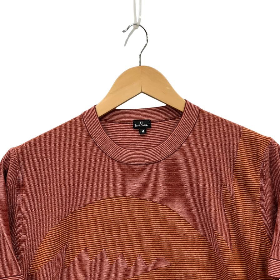 美品◆ポールスミス 半袖ニットTシャツ 総柄 メンズ サイズM ブラウン系 Paul Smith 【AFB36】