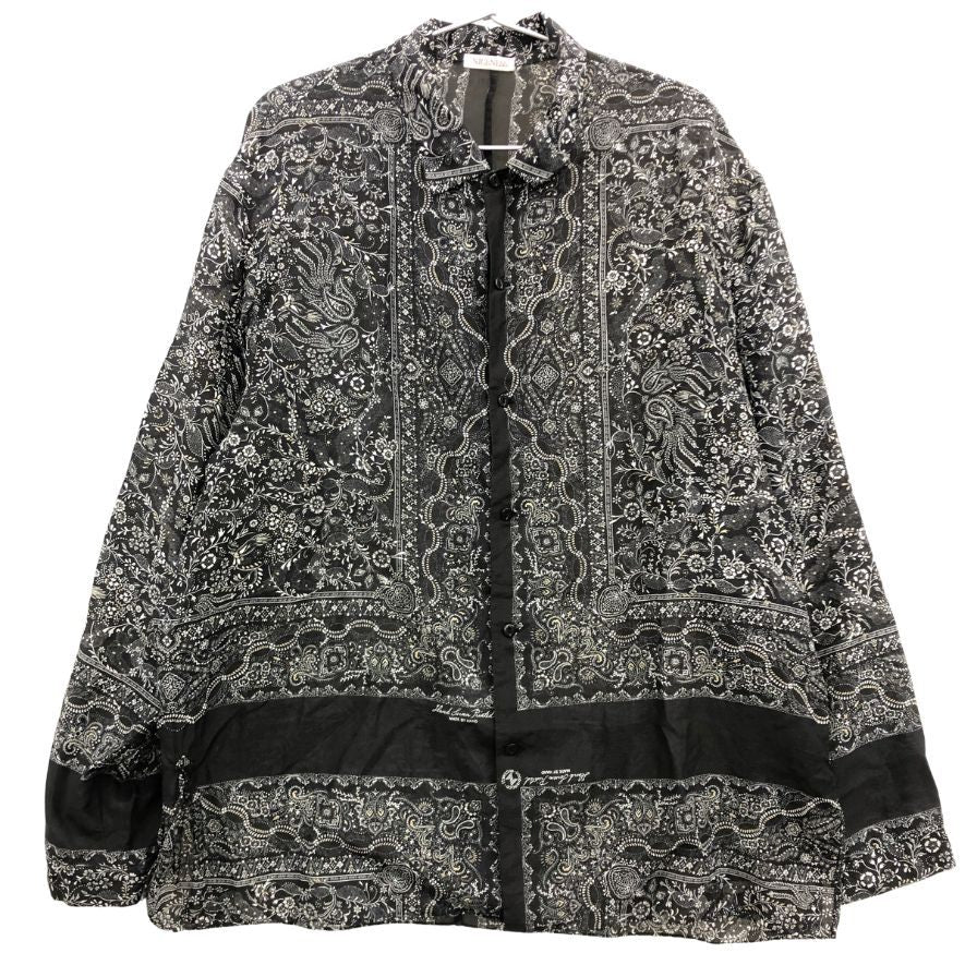 極美品◆ナイスネス ジャメット バンダナ長袖シャツ コットンシルク ブラック系 サイズM NICENESS 【AFB4】
