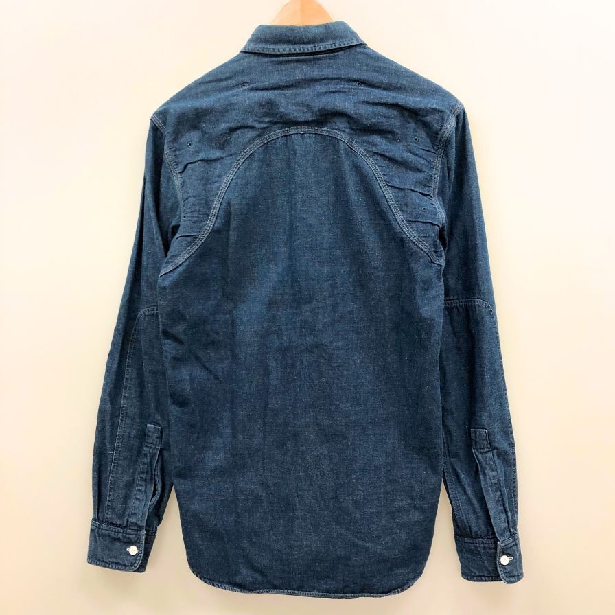 美品◆ダブルアールエル ラルフローレン デニムシャツ ダブルポケット サイズXS メンズ ブルー RRL Ralph Lauren 【AFB37】