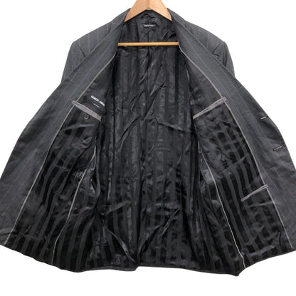 美品◆ジョルジオ アルマーニ テーラードジャケット 2B シルク混 ストライプ メンズ サイズ54 グレー  GIORGIO ARMANI 【AFB21】