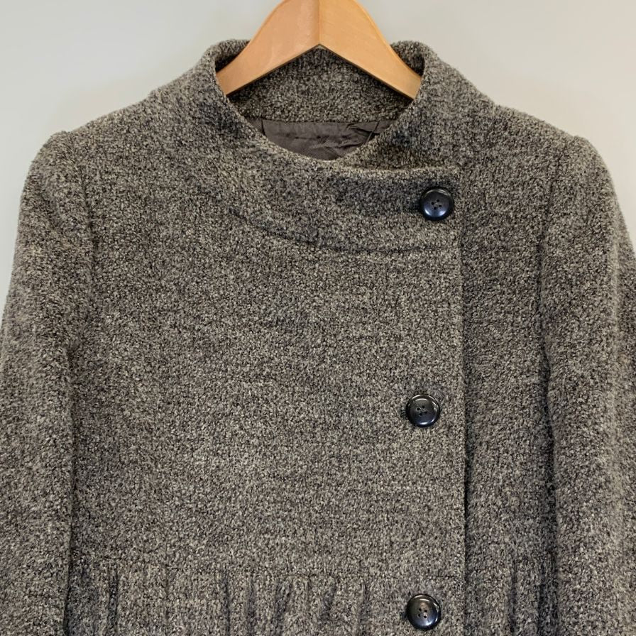 美品◆アルマーニ コレツィオーニ ロングコート ウール ノーカラー ロング丈 ブラウン レディース サイズ42 ARMANI COLLEZIONI 【AFA15】