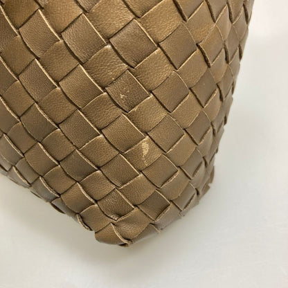 ボッテガヴェネタ ポーチ イントレチャート 化粧ケース レザー ダークブラウン BOTTEGA VENETA【AFE10】【中古】