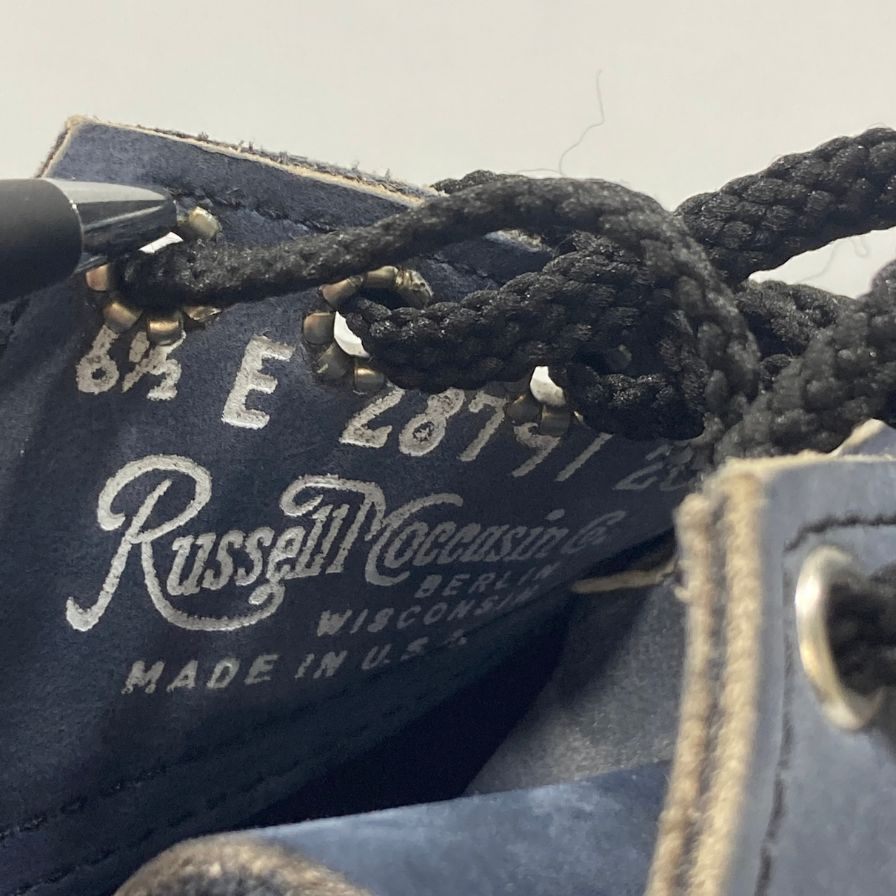 ラッセルモカシン デッキシューズ スエード メンズ ネイビー サイズ6.5E RUSSELL MOCCASIN 約25.0cm【AFC34】