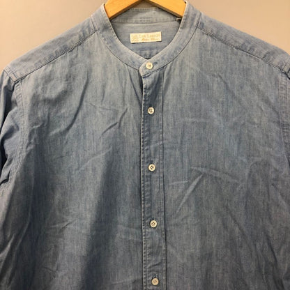 中古◆レスレストン バンドカラー 長袖シャツ メンズ サイズ16 1/4 ブルー LES LESTON 【AFB35】
