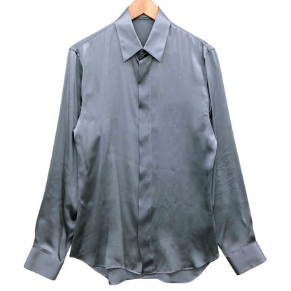 極美品◆ディオール 長袖 ドレス シルク シャツ 20ss グレー サイズ38 Dior 【AFB4】