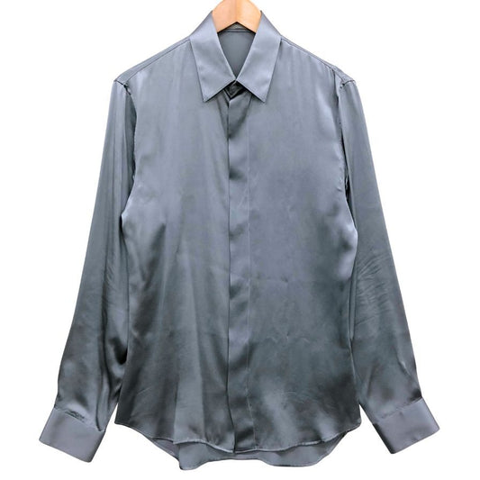 極美品◆ディオール 長袖 ドレス シルク シャツ 20ss グレー サイズ38 Dior 【AFB4】