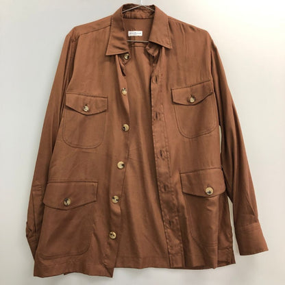 美品◆エリッコフォルミコラ サファリシャツ ジャケット テンセル ブラウン サイズ46 Errico Formicola 【AFB36】