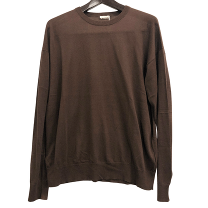極美品◆キャッシュ＆バルバ  シーアイランドコットン クルーネックニット ブラウン レディース サイズ2   cash&barba 【AFB14】