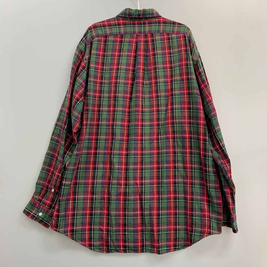 美品◆ラルフローレン ボタンダウンシャツ 90S オールド チェック レッド メンズ サイズL Ralph Lauren 【AFB8】