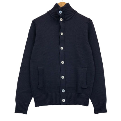 美品◆ザノーネ ニット 厚手 ハイネック ボタン コットン メンズ ネイビー サイズ48 ZANONE 【AFB44】