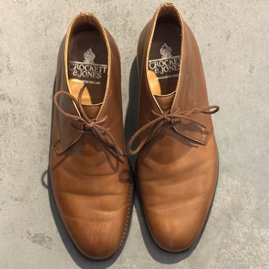 クロケット&ジョーンズ チャートシー チャッカブーツ カーフ ブラウン サイズUK7E CROCKETT&JONES ブーツ 約25.5cm【LA】【中古】