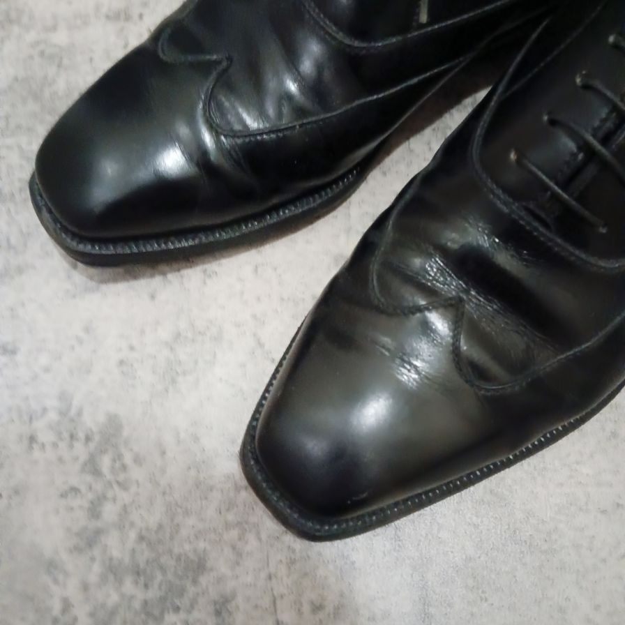 エンツォボナフェ レザーシューズ ウイングチップ カーフ ブラック サイズUK7 Enzo Bonafe ビジネスシューズ 約25.5cm【LA】【中古】