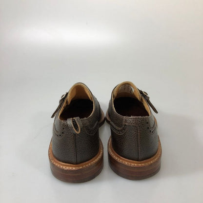 ブルックス ブラザーズ レザーシューズ  シングルストラップ ウイングチップ グレインレザー×キャンバス コンビ クロケット＆ジョーンズ メンズ サイズUK8D ブラウン BROOKS BROTHES 約26.5cm【AFC9-2】