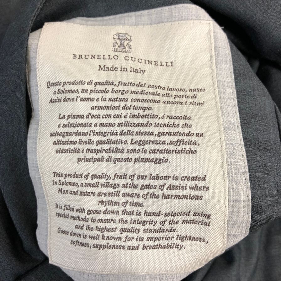 美品◆ブルネロクチネリ ウール ダウンベスト リバーシブル チェック柄 ネイビー サイズL メンズ BRUNELLO CUCINELLI 【AFA17】