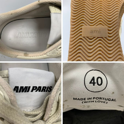 アミアレクサンドルマトゥッシ ローカットスニーカー ガムソール 刺繍 ホワイト メンズ サイズ40 AMI Alexandre Mattiussi 約25.0cm【AFD4】