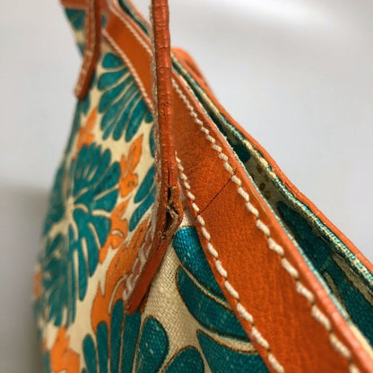 フェンディ キャンバス 花柄 ハンドバッグ ブルー FENDI【AFE4】