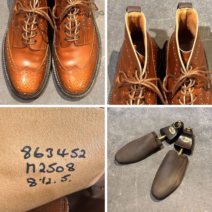 トリッカーズ カントリーブーツ M5634  ストウ カーフ アイボリー メンズ  サイズUK8.5 Tricker's ブーツ 約27.0cm【LA】【中古】
