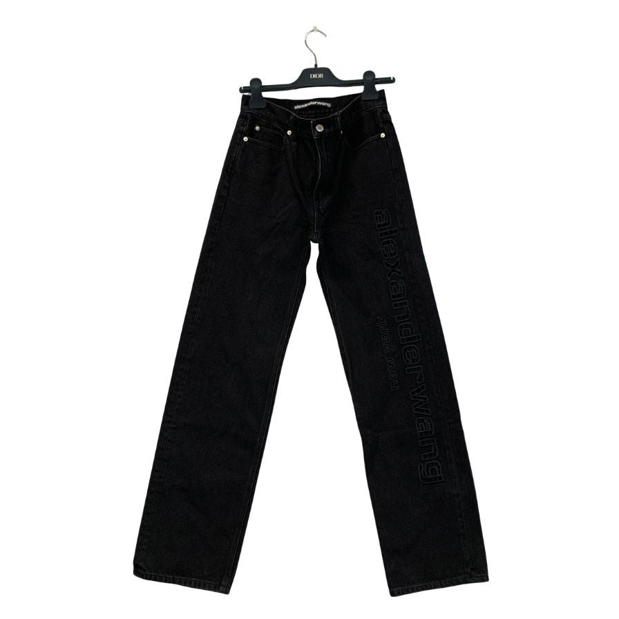 アレキサンダーワン デニムパンツ ロゴ ブラック メンズ サイズ24 alexander wang 【AFB32】