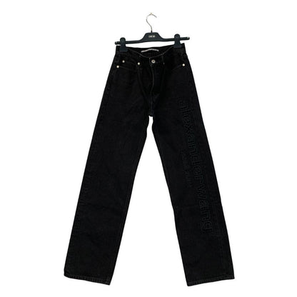 アレキサンダーワン デニムパンツ ロゴ ブラック メンズ サイズ24 alexander wang 【AFB32】