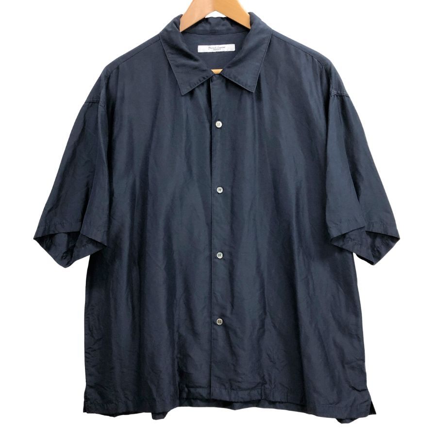 美品◆ジャーナルスタンダード シャツ シルク 半袖 ネイビー サイズM メンズ JOURNAL STANDARD 【AFB6】
