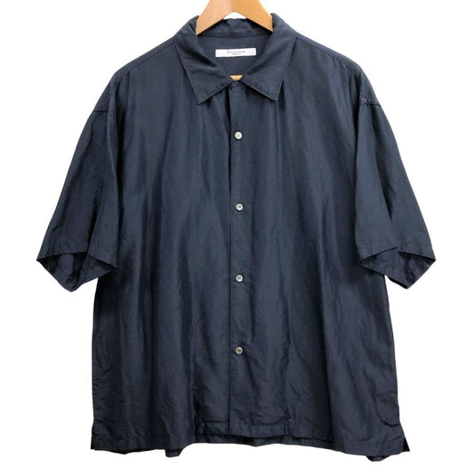 美品◆ジャーナルスタンダード シャツ シルク 半袖 ネイビー サイズM メンズ JOURNAL STANDARD 【AFB6】
