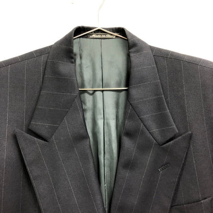中古■ジョルジオアルマーニ ウール ストライプ ダブルジャケット メンズ サイズ48 ネイビー Giorgio Armani 【AFB46】