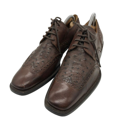 ケネスコール レザーシューズ ウィングチップ 型押し レザー ブラウン サイズ7 KENNETH COLE 約25.0cm【PTM3】