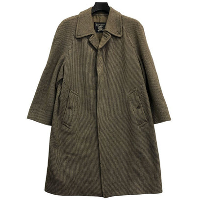 中古◆バーバリー ステンカラーコート ウール 千鳥格子 ブラウン系 メンズ サイズS BURBERRY 【AFF13】