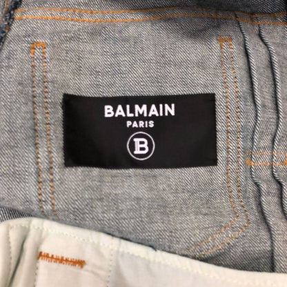 極美品◆バルマン デニムジャケット ダメージ加工 TC015017D 日本製 メンズ インディゴ サイズ46 BALMAIN 【AFA17】