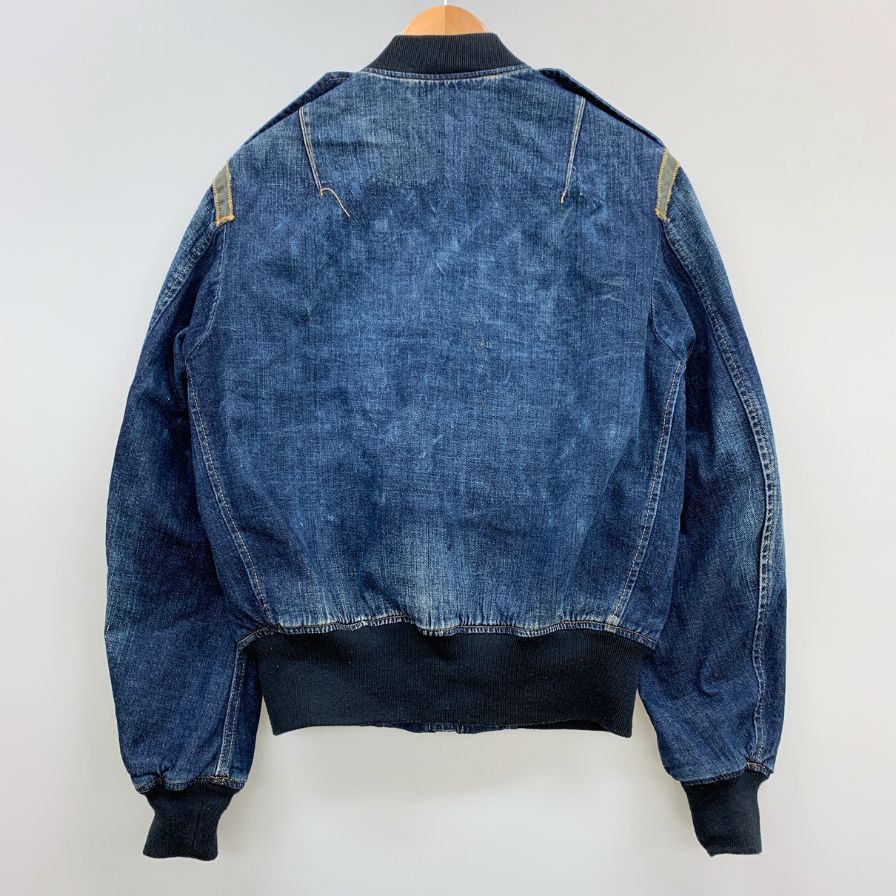 中古◆アヴィレックス タイプブルー フライトジャケット USED加工 デニム L-2 ボンバー ブルゾン インディゴ メンズ サイズM 6132107 AVIREX 【AFB2】