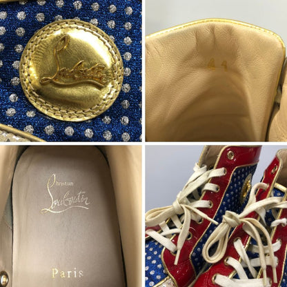 クリスチャン ルブタン 星条旗 ハイカット スニーカー メンズ サイズ41 総柄 Christian Louboutin 約26.0cm【AFC41】
