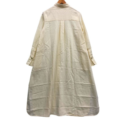 美品◆エブール シャツワンピース マキシ丈 シルク イエロー レディース サイズ38 EBURE 【AFB35】