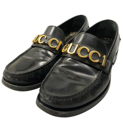 グッチ ロゴローファー 699644 メンズ サイズ6.5 ブラック GUCCI 約25.5cm【AFC2】