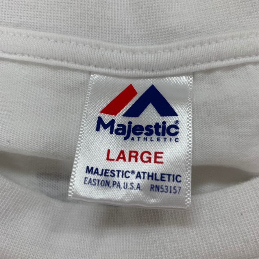 極美品◆マジェスティック Tシャツ ニューヨークヤンキース コットン ポリエステル ホワイト サイズL メンズ Majestic 【AFB34】